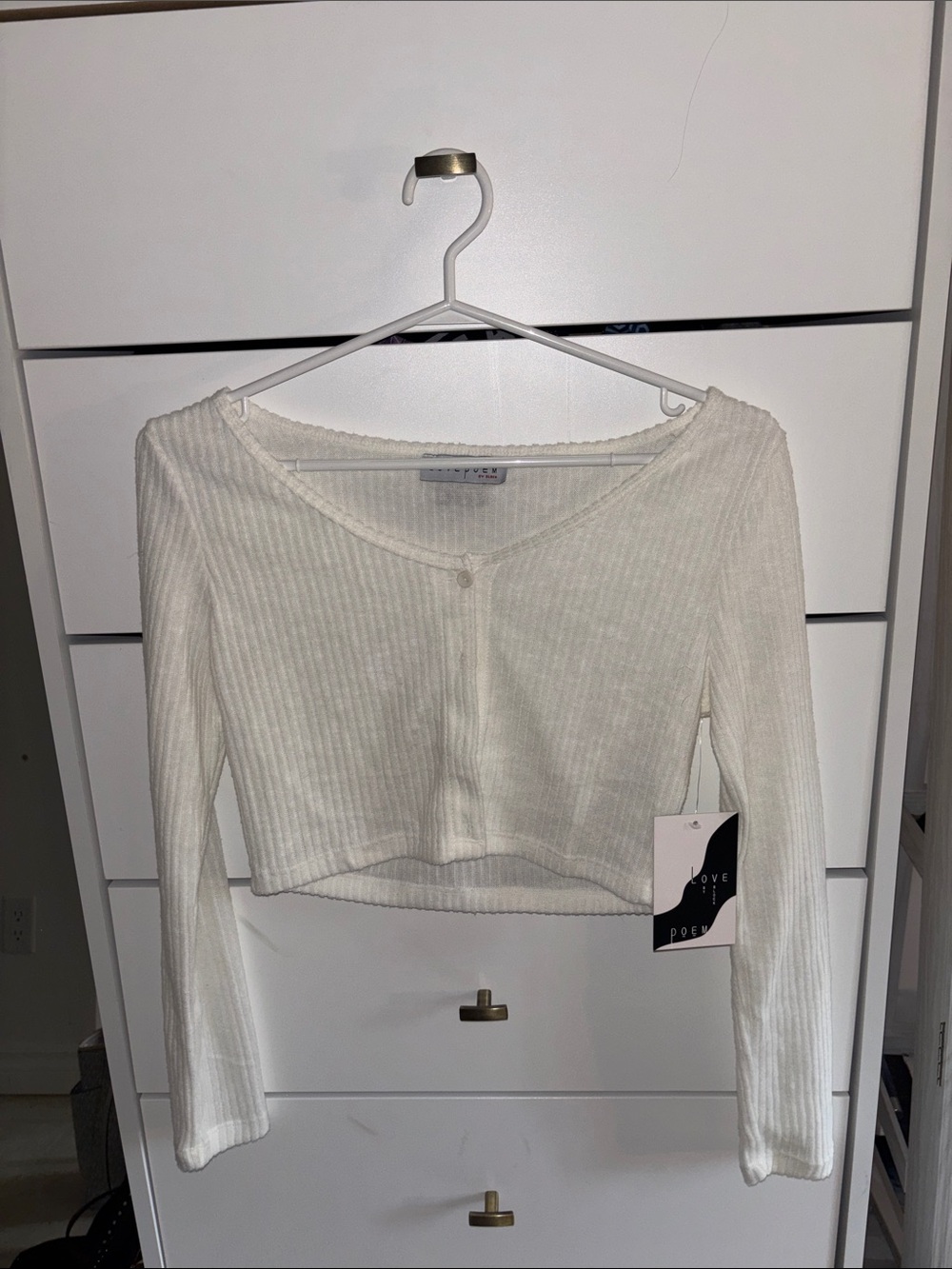 SET -White Ribbed Long Sleeve & Pant Set - Brand New.